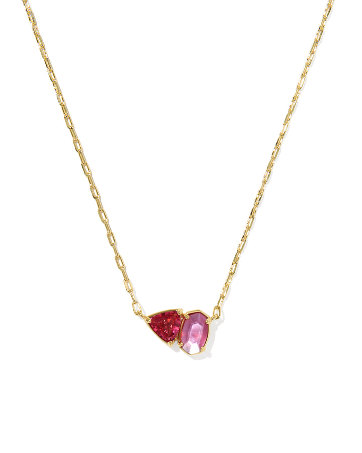 KENDRA SCOTT: TATUM PENDANT NECKLACE-GOLD/PINK MIX
