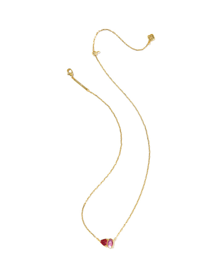 KENDRA SCOTT: TATUM PENDANT NECKLACE-GOLD/PINK MIX