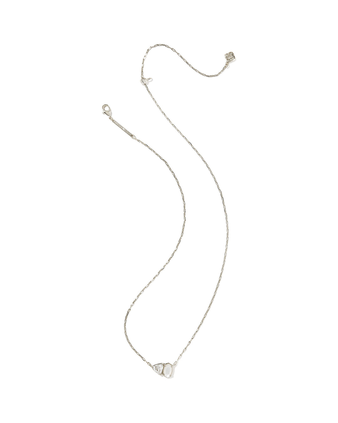 KENDRA SCOTT: TATUM PENDANT NECKLACE-RHODIUM/NEUTRAL MIX