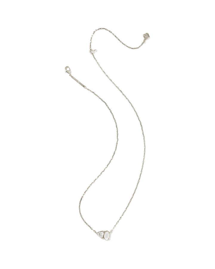 KENDRA SCOTT: TATUM PENDANT NECKLACE-RHODIUM/NEUTRAL MIX