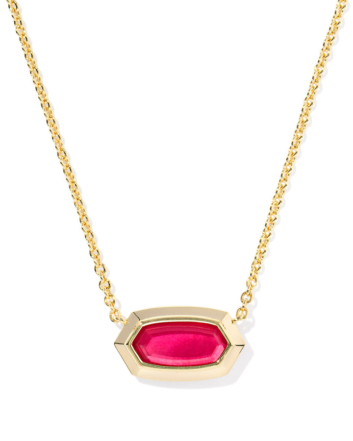 KENDRA SCOTT: RED ILLUSION ELISA BEZEL PENDANT NECKLACE