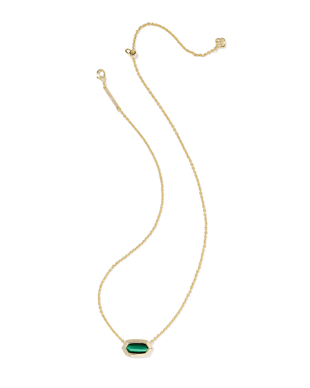 KENDRA SCOTT: GREEN TIGER'S EYE ELISA BEZEL PENDANT NECKLACE