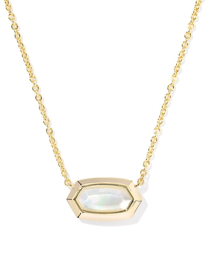 KENDRA SCOTT: IVORY MOP ELISA BEZEL PENDANT NECKLACE