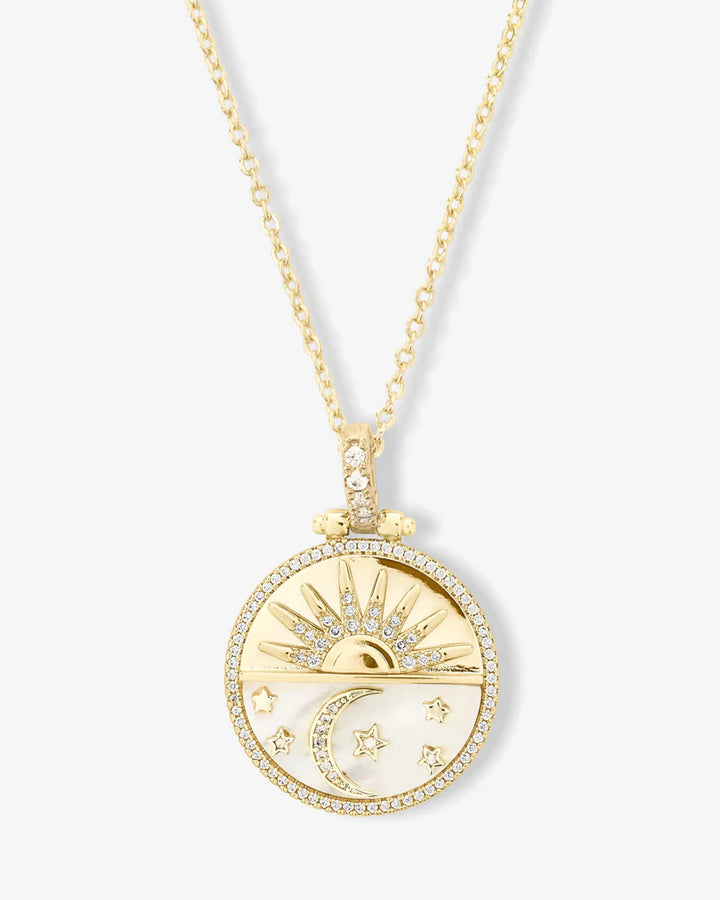 MELINDA MARIA: NEW BEGINNINGS MEDALLION NECKLACE- GOLD