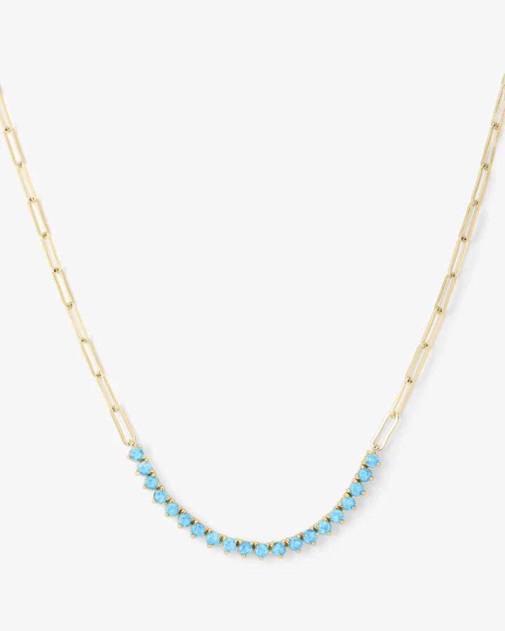 MELINDA MARIA: NOT YOUR BASIC SAMANTHA TENNIS NECKLACE- BLUE OPAL