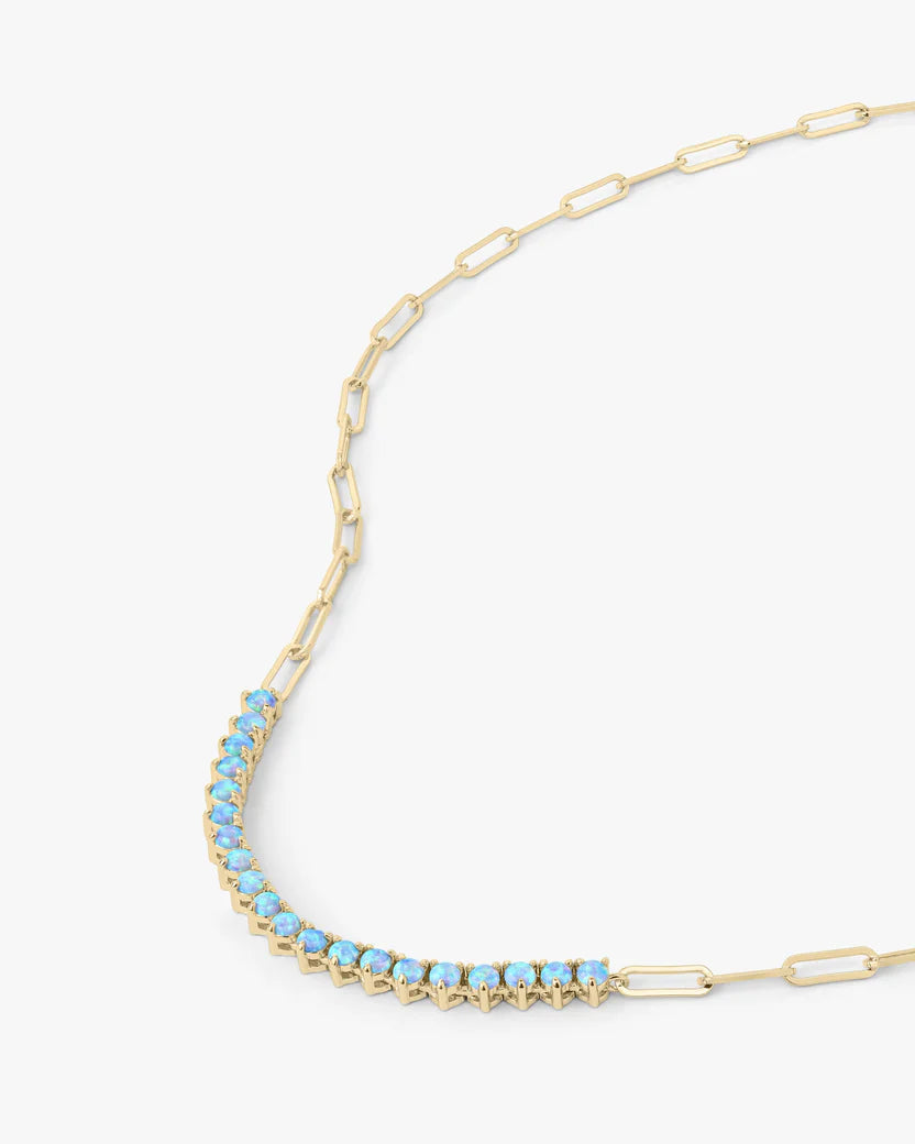 MELINDA MARIA: NOT YOUR BASIC SAMANTHA TENNIS NECKLACE- BLUE OPAL