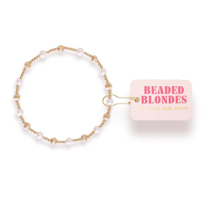 BEADED BLONDES: PALMER FLUTED BRACELET- PEARL