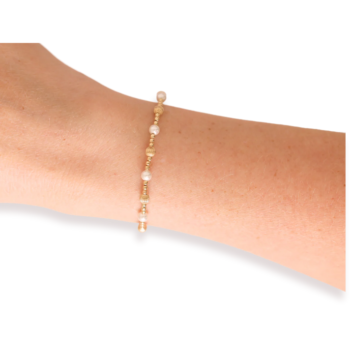 BEADED BLONDES: PALMER FLUTED BRACELET- PEARL