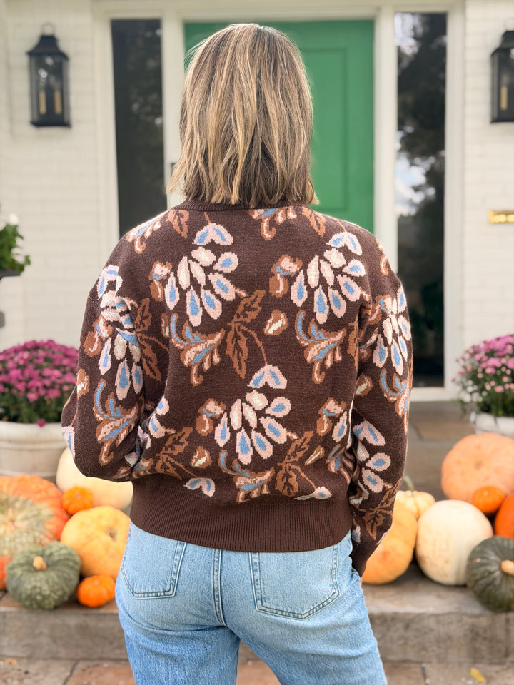 CHOCOLATE PATTERN QUARTER ZIP SWEATER