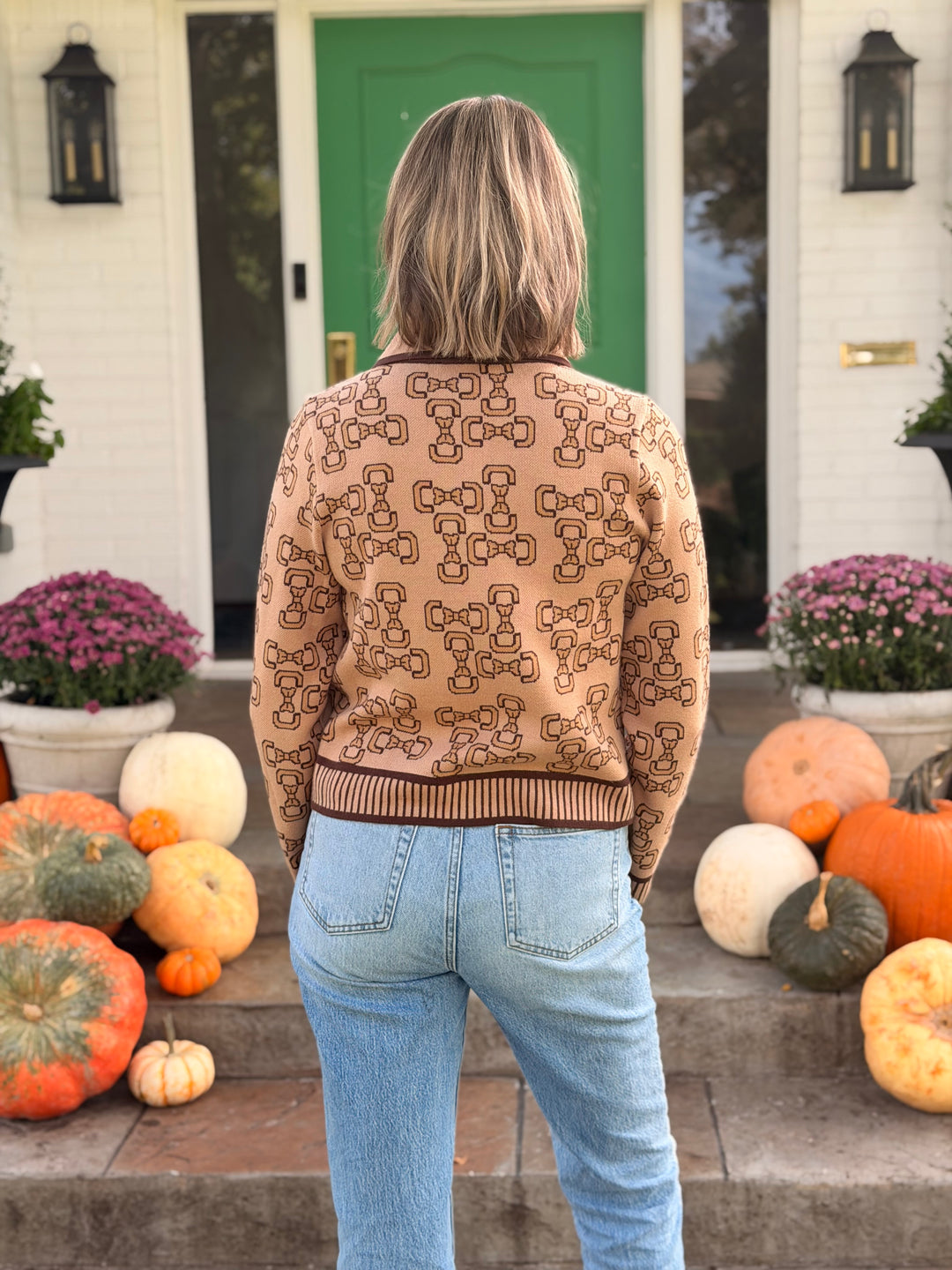 DESIGNER PRINT COLLARED CARDIGAN