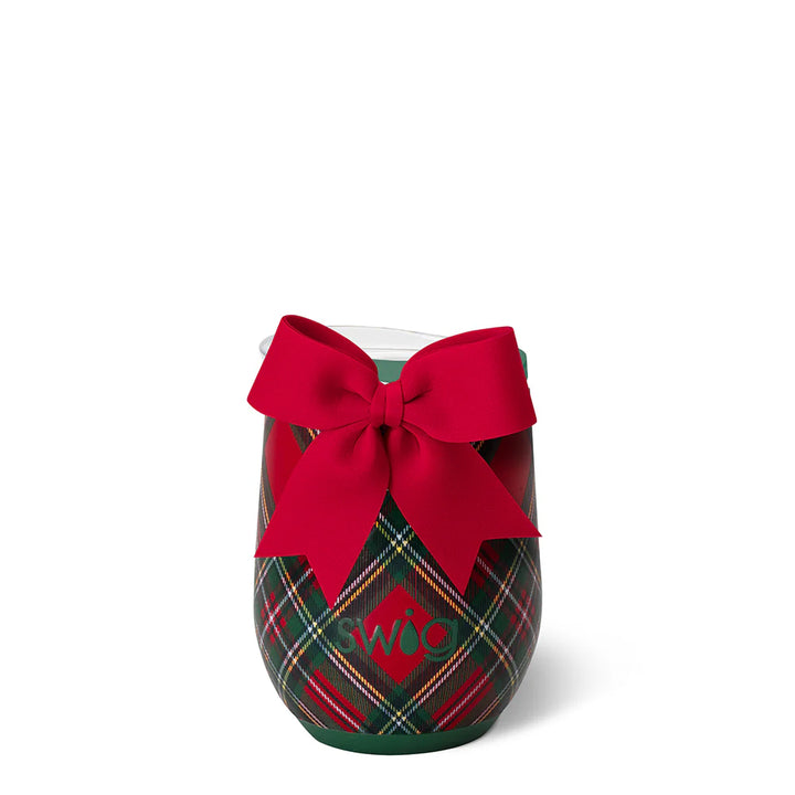 SWIG: CHRISTMAS PLAID STEMLESS WINE- 12 OZ
