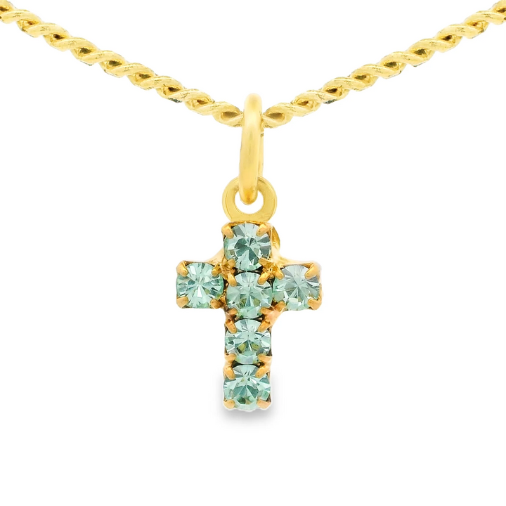 TOVA: MINI CROSS NECKLACE -CHRYSOLITE
