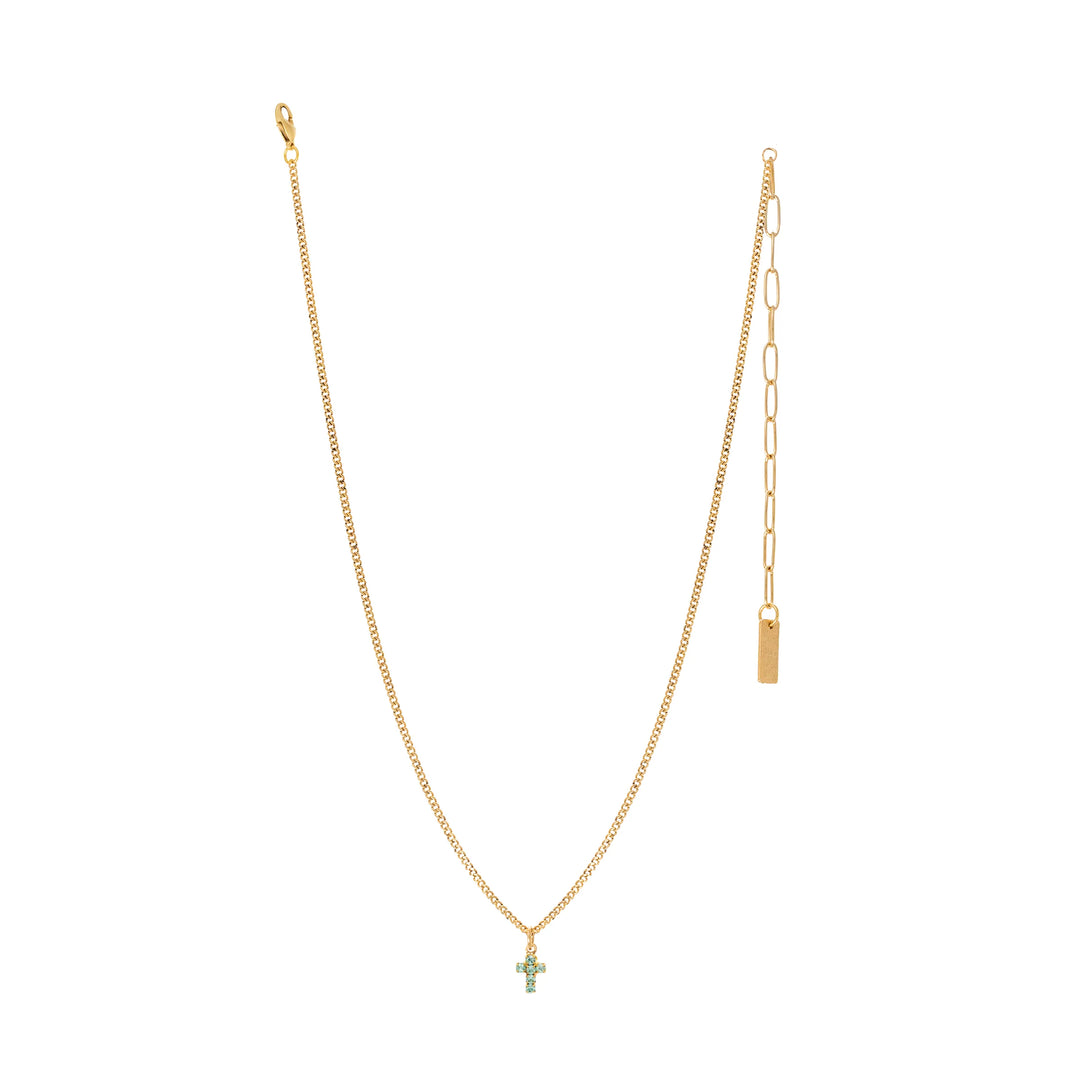 TOVA: MINI CROSS NECKLACE -CHRYSOLITE