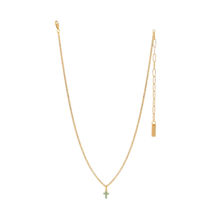 TOVA: MINI CROSS NECKLACE -CHRYSOLITE