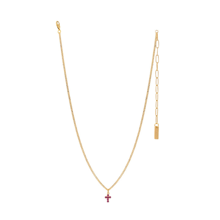 TOVA: MINI CROSS NECKLACE -FUCHSIA
