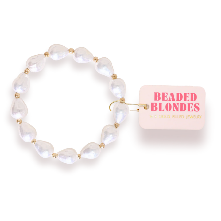 BEADED BLONDES: SAYLOR PEARL BRACELET- GOLD