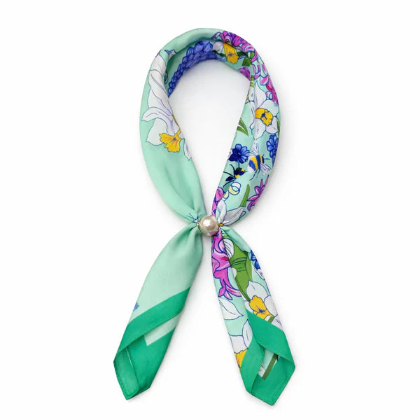 PEARL MAGNETIC SCARF - GREEN FLORAL