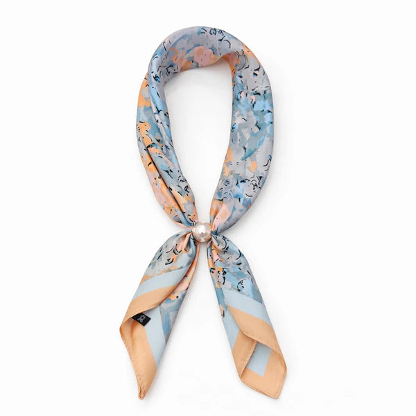 PEARL MAGNETIC SCARF - PEACH &amp; BLUE FLORAL
