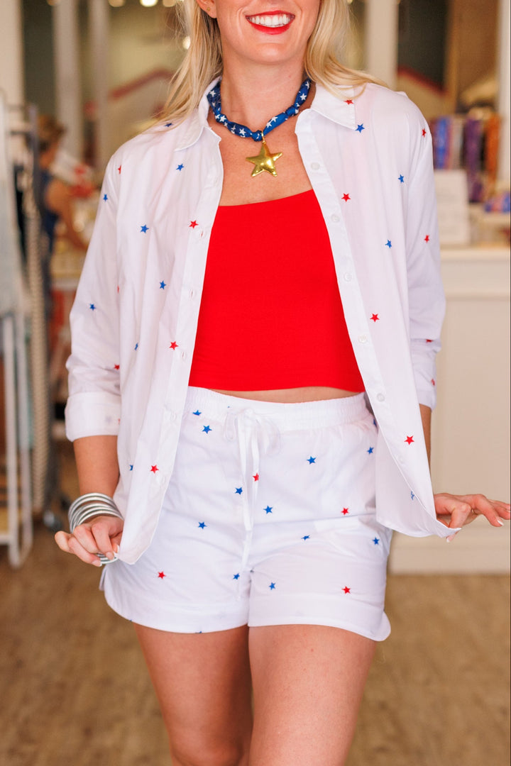 WHITE STAR PRINT BLOUSE