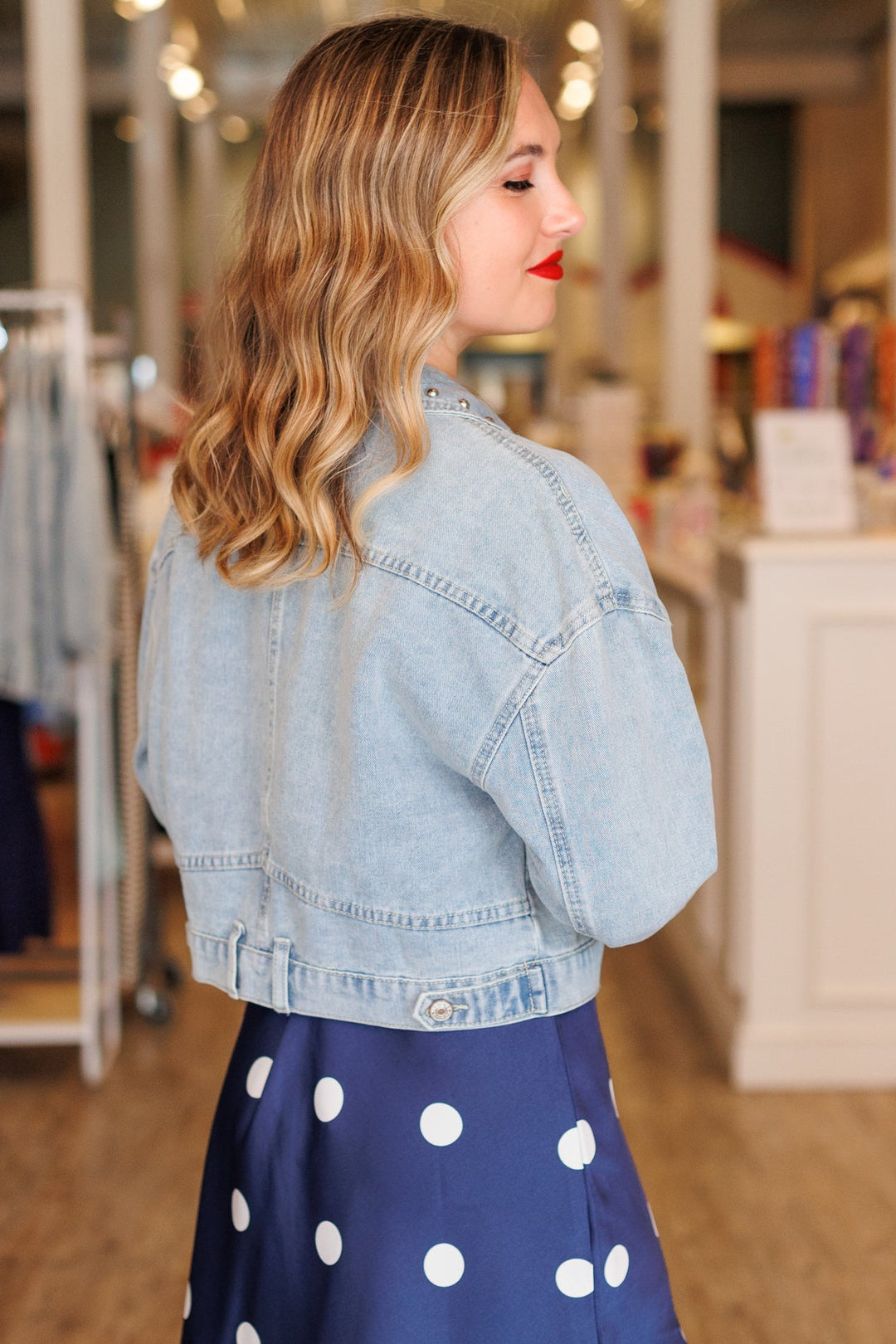 STUDDED CROP DENIM JACKET