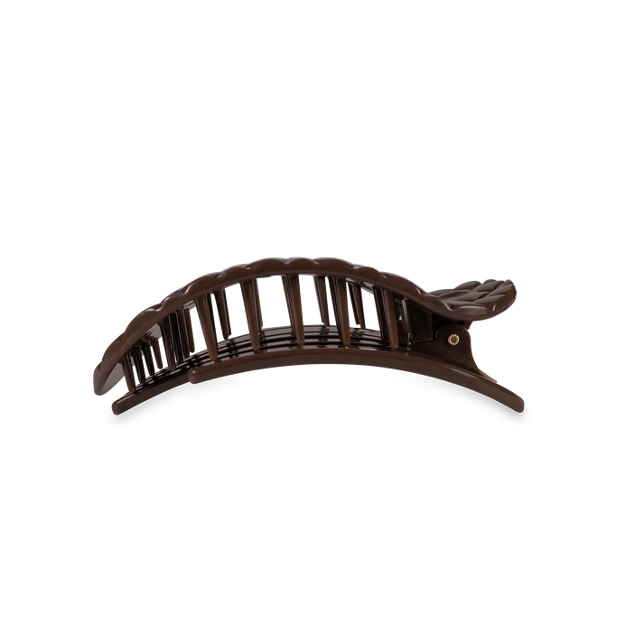 TELETIES: QUILTED MEDIUM FLAT ROUND CLIP- TRULY TAUPE