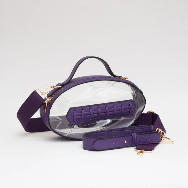 CLEAR FOOTBALL PURSE- PURPLE
