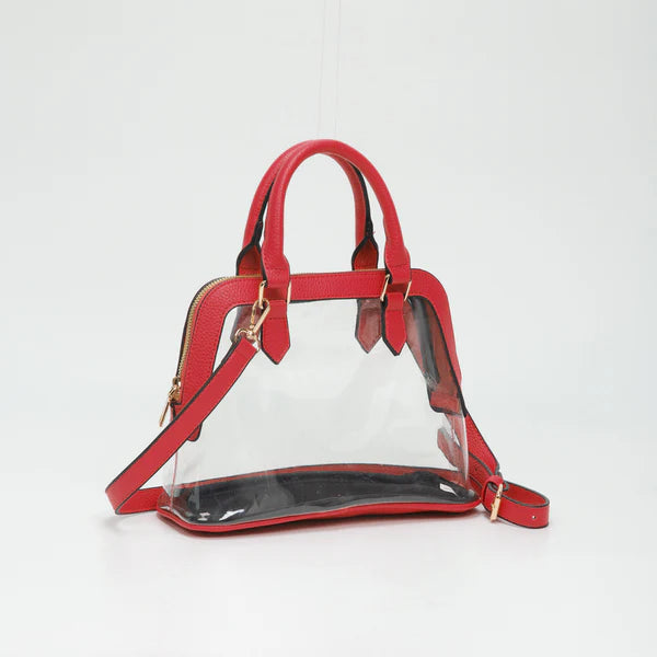 CLEAR TOP HANDLE PURSE- RED