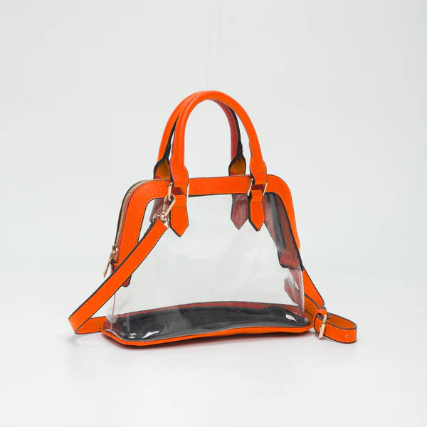 CLEAR TOP HANDLE PURSE- ORANGE
