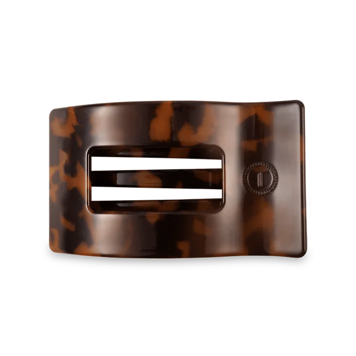 TELETIES: MEDIUM FLAT RECTANGLE CLIP- TORTOISE