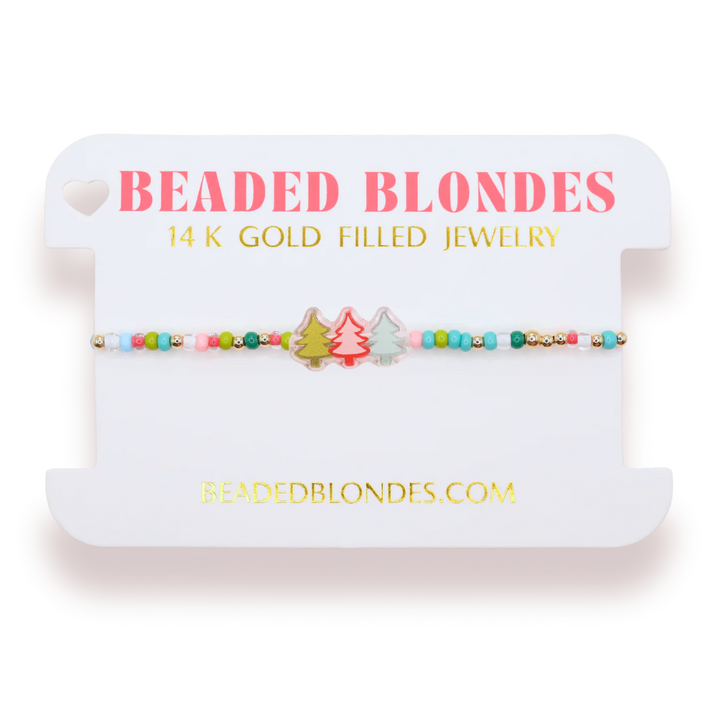 BEADED BLONDES: TREE TRIO HOLIDAY SPRINKLE BRACELET
