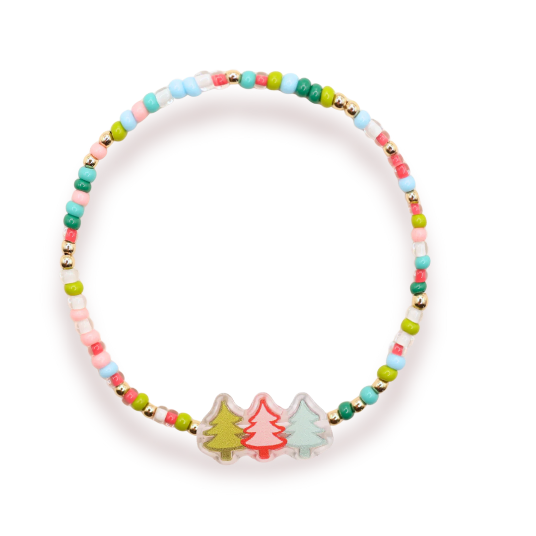 BEADED BLONDES: TREE TRIO HOLIDAY SPRINKLE BRACELET