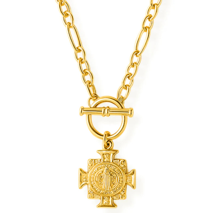 ELLIE VAIL: ZAYN TOGGLE CHAIN CROSS NECKLACE- GOLD