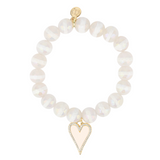 WHITE CAPIZ HEART BEADED CHARM BRACELET