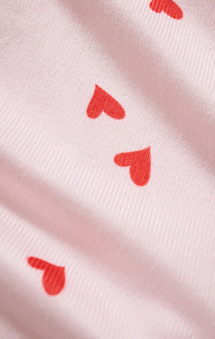 Z SUPPLY: LOVE FIRST HEART SHORT- PINK MARSHMALLOW