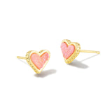 KENDRA SCOTT: FRAMED ARI HEART STUD GOLD