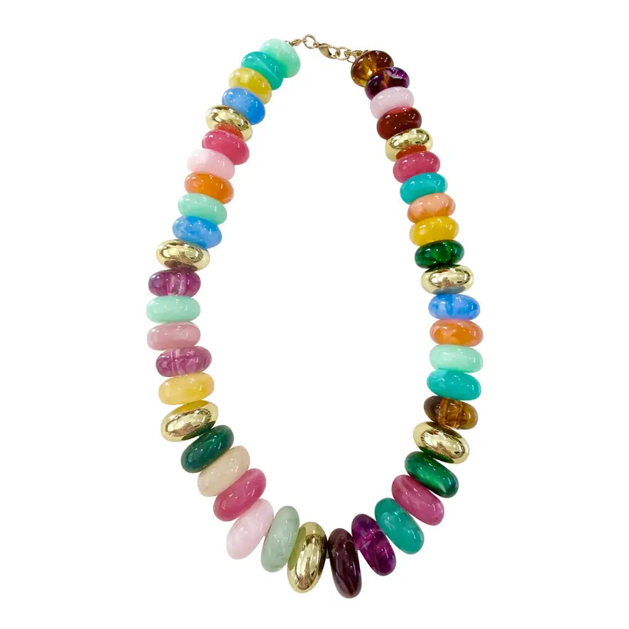 ROWELL BEADED DISC NECKLACE -RAINBOW