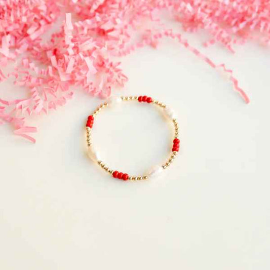 PEARL POPPI BRACELET: RED