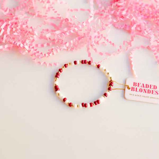 SPRINKLE BRACELET: MAROON & WHITE