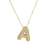 Gold Bling Bubble Initial Necklace