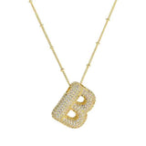 Gold Bling Bubble Initial Necklace