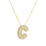 Gold Bling Bubble Initial Necklace