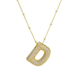 Gold Bling Bubble Initial Necklace