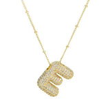 Gold Bling Bubble Initial Necklace