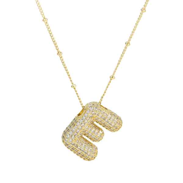 Gold Bling Bubble Initial Necklace