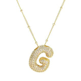 Gold Bling Bubble Initial Necklace