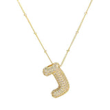 Gold Bling Bubble Initial Necklace