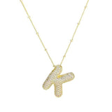 Gold Bling Bubble Initial Necklace