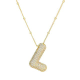 Gold Bling Bubble Initial Necklace