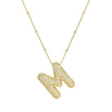 Gold Bling Bubble Initial Necklace