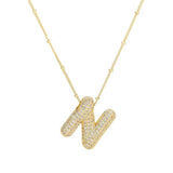 Gold Bling Bubble Initial Necklace